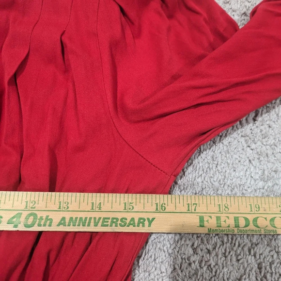 Vintage Button front long sleeve red dress Susan Bennett size 8 - Picture 6 of 12
